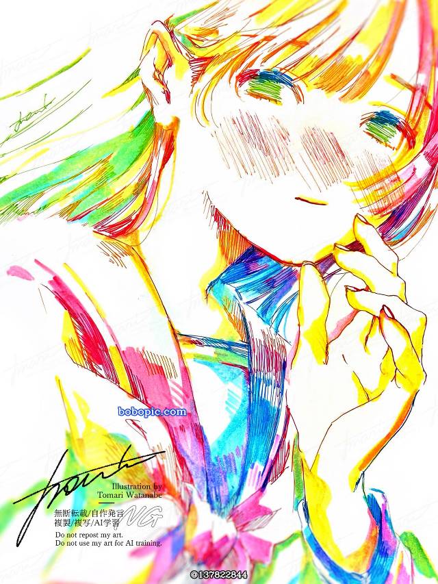 原创, 女孩子, 水手服, highlighter pen, 手绘