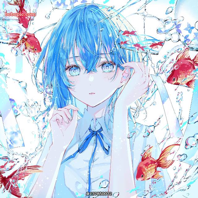 原创, 女孩子, 原创, 水下, 风铃, 金鱼