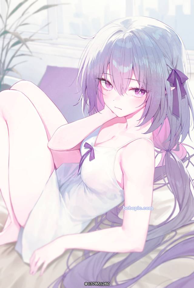 崩坏：星穹铁道, 遐蝶, camisole, 魅惑的乳沟, purple eyes