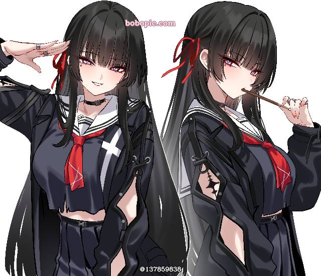 Wuthering Waves, Chisa, 显性巨乳, 黑发赤眼, 泪痣