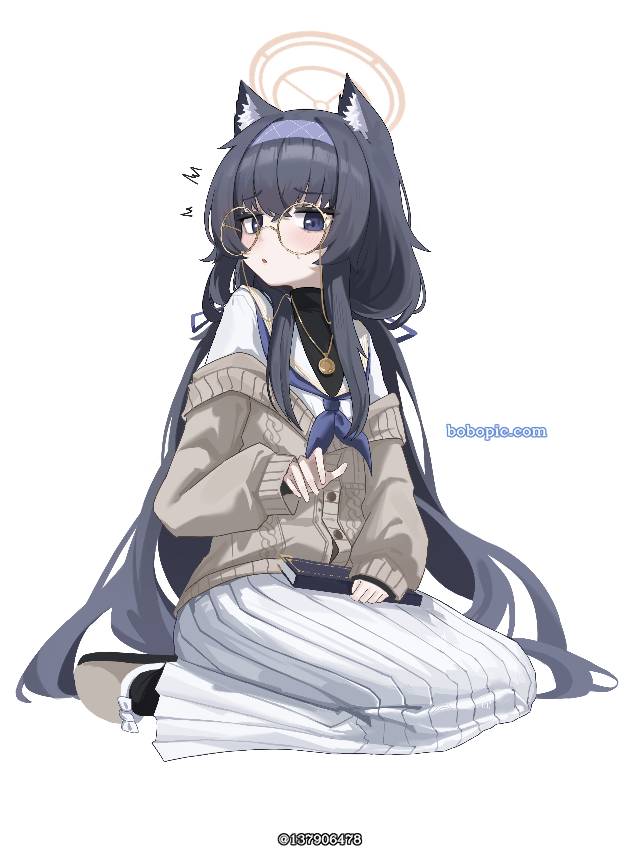 碧蓝档案, 女孩子, 眼镜娘, 古关忧, long hair