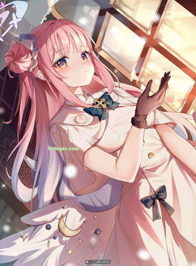 女孩子, Mika Misono, 碧蓝档案, 圣诞节, 粉色头发, young girl, snow