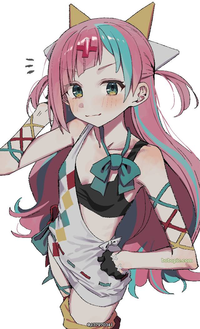 虚拟主播, 女孩子, Pinky Pop Hepburn, 贫乳, green eyes, Virtual YouTuber 1000+ bookmarks, 挑染