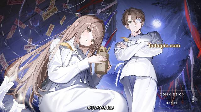 commission, 茶发, 眼罩