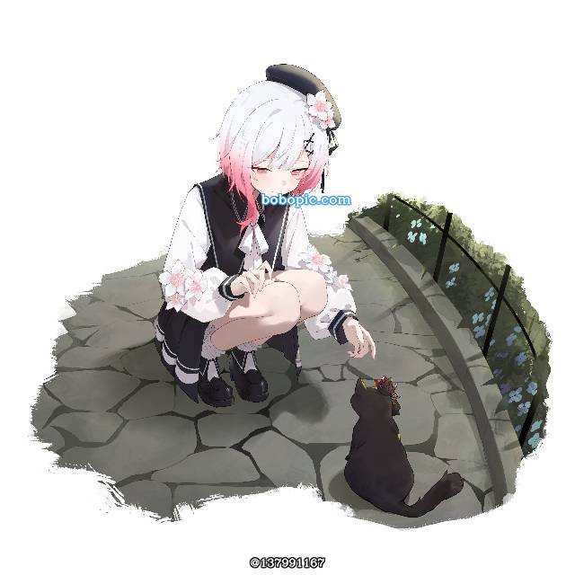 Sakuraba Ema, thigh, 白发, 魔法少女的魔女审判, smile, 蹲