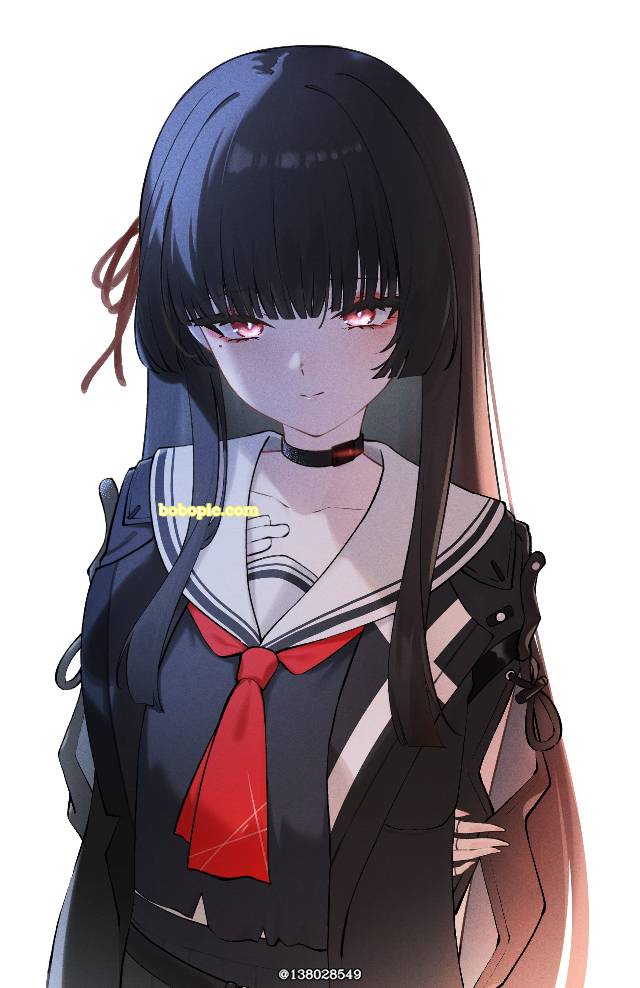 Wuthering Waves, black hair, red eyes