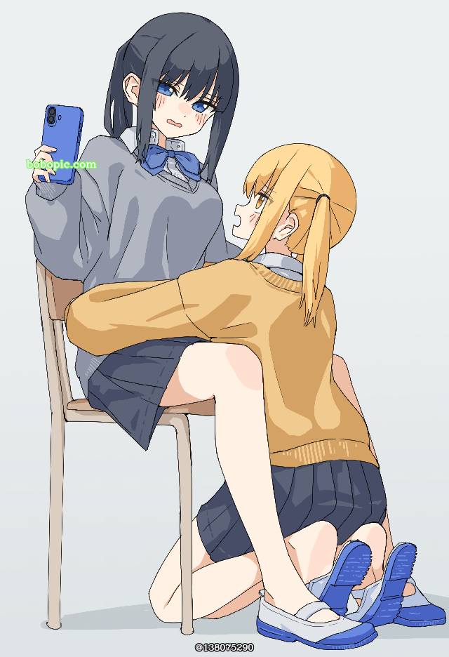 女高中生, uniform, yuri, 原创百合, shoes without stockings, 室内鞋, 脚底, 赤脚穿鞋, 裸足脚底