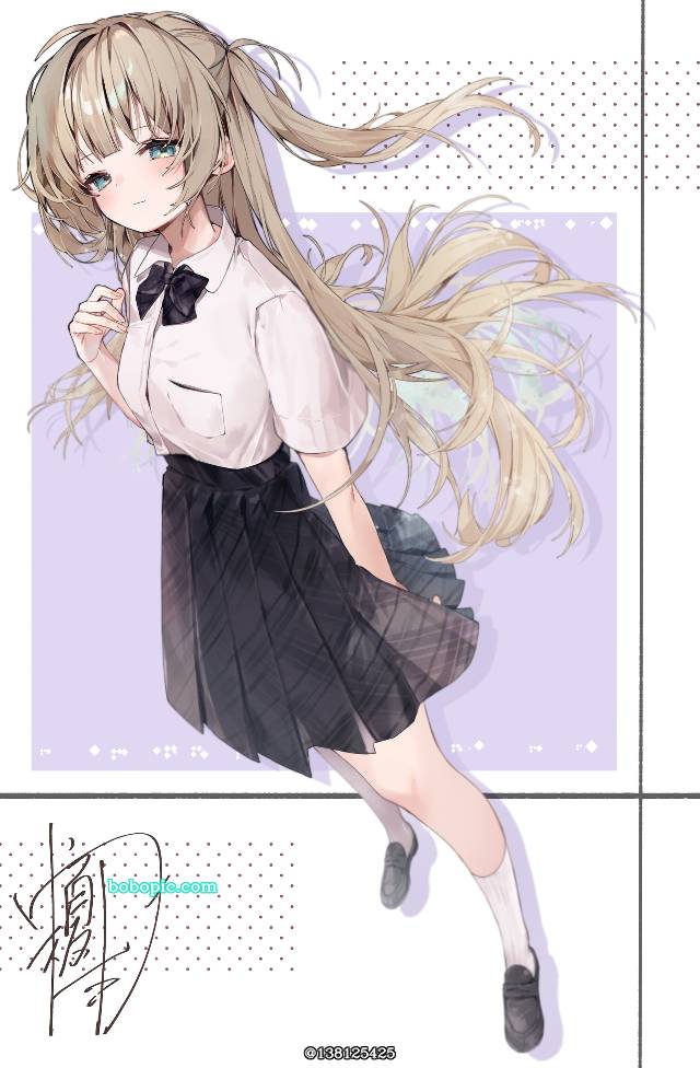 young girl, 金发, uniform, two-side up