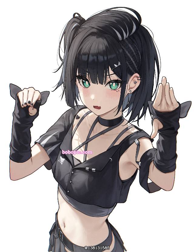 女孩子, 原创, 插画, 原创角色, 肚脐, 美甲