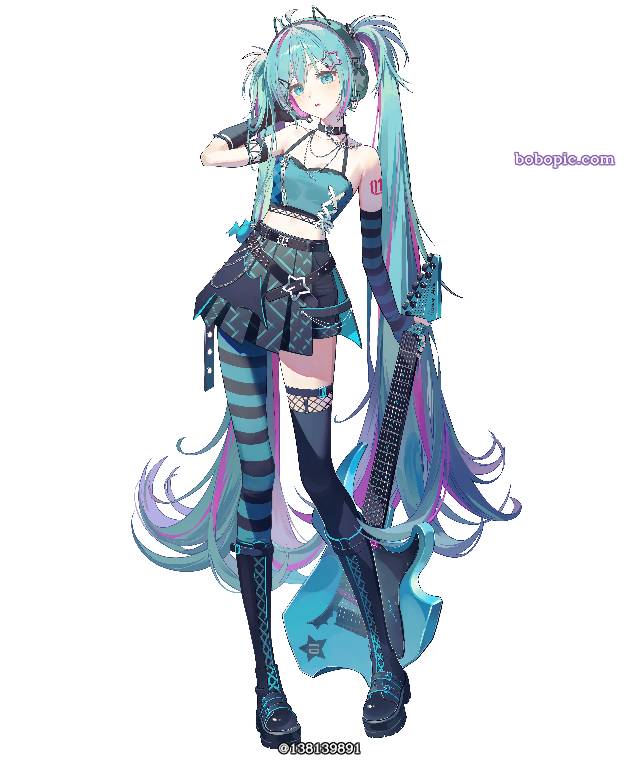 初音未来, Vocaloid, 双马尾, 插画