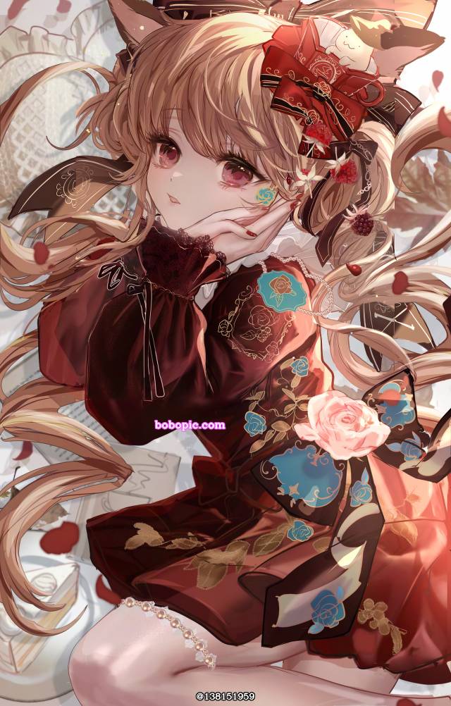 女孩子, 原创, beautiful girl, red, classical, Antique, 厚涂, 蝴蝶结, 原创100收藏