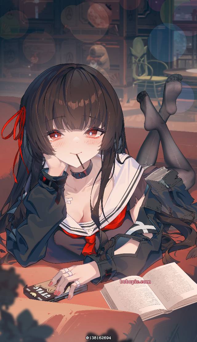 young girl, 女孩子, large breasts, black stockings, 着袜足底, Hisako Kanemoto