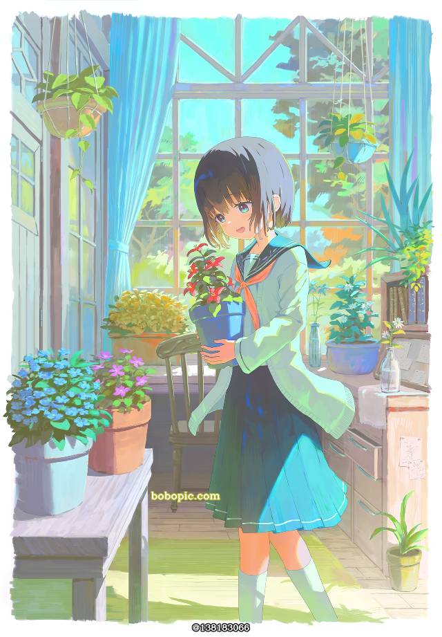 原创, background, 风景, 女孩子, 水手服, reflection