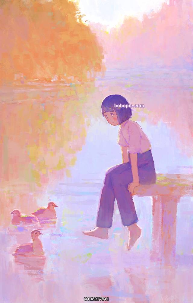 原创, 女孩子, 风景, background, colorful, duck
