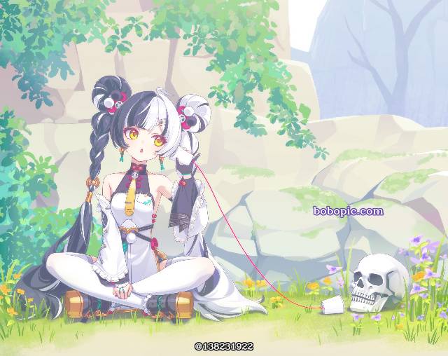 绝区零, 绝区零1000收藏, cross-legged sitting, skull, dokuro