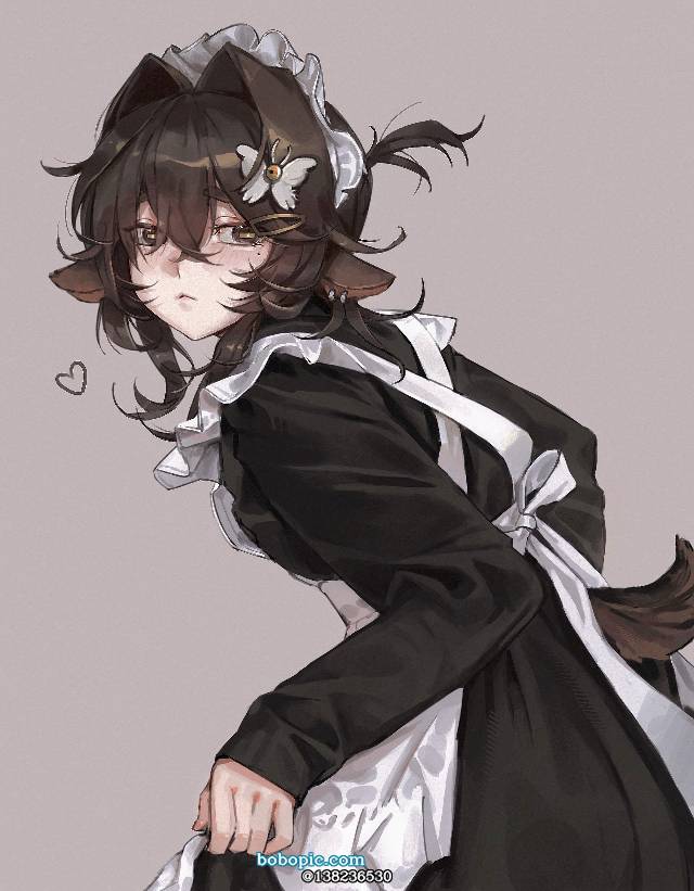原创角色, 女仆, 黑发, 尾巴, 兽耳, 女孩子