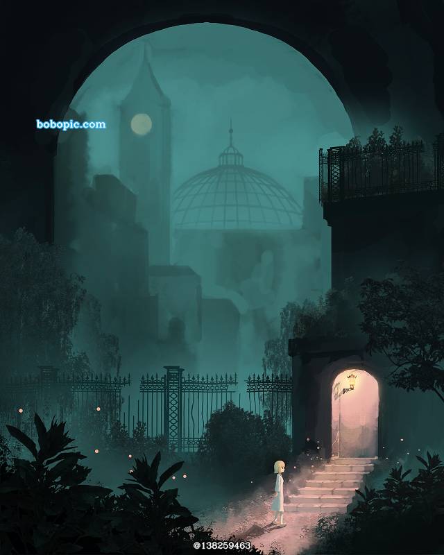 原创, 风景, background, 奇幻, 废墟, young girl, nostalgia, hikaru