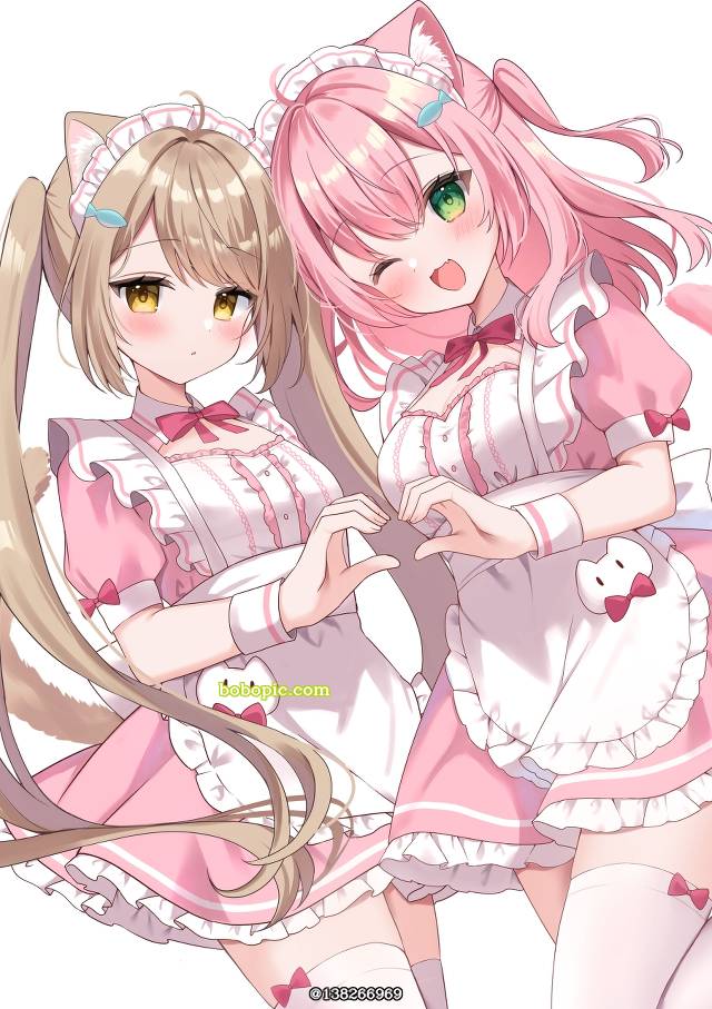 女孩子, 原创, 兽耳, 原创, cat ears, 兽耳, 粉色头发, 女仆