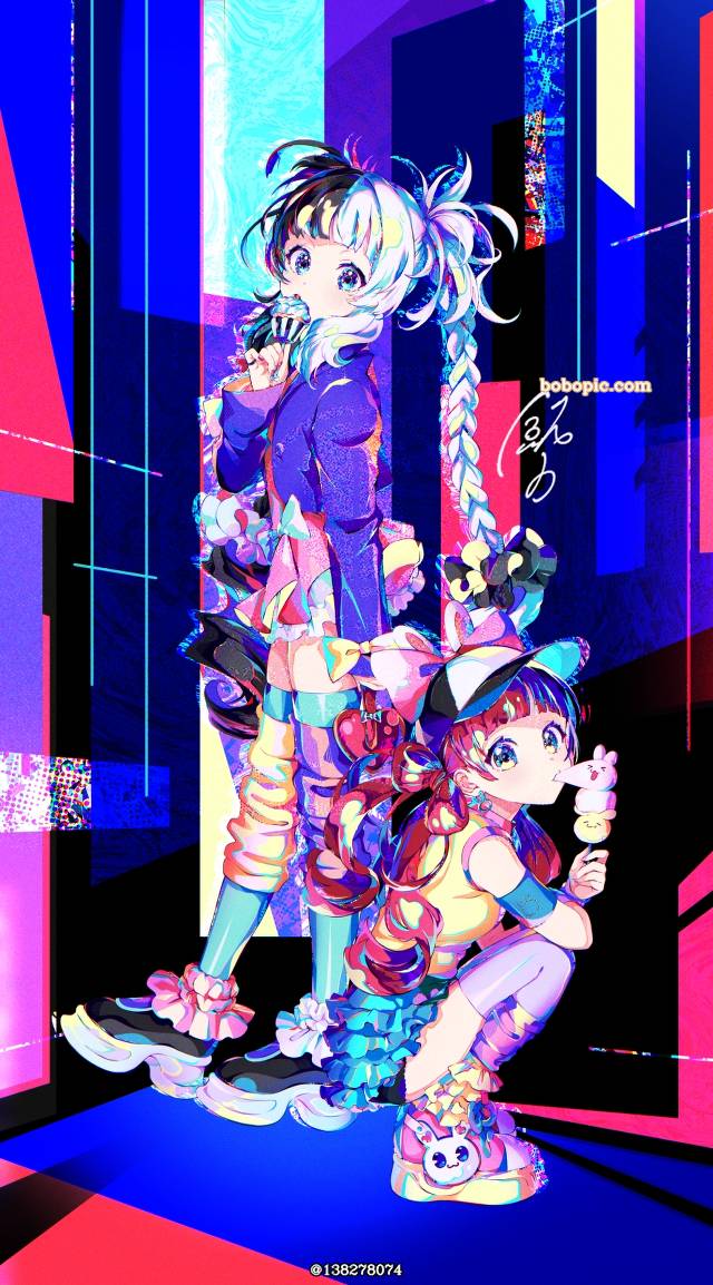 插画, 女孩子, colorful, 原创, 原创