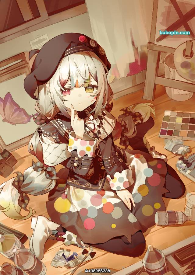 魔法少女的魔女审判, Mano mackerel, 城崎诺亚, 白发, 插画, girl, 女孩子, 鸭子坐