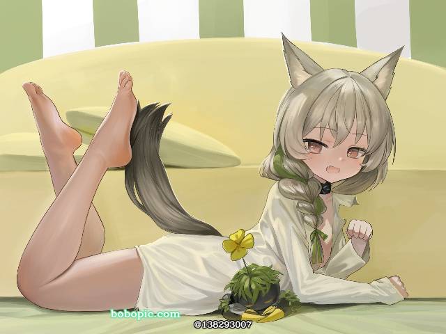 女孩子, 明日方舟, Arknights, 脚指, 赤脚, 脚底, 豆苗（明日方舟）, Beanstalk, 俯卧