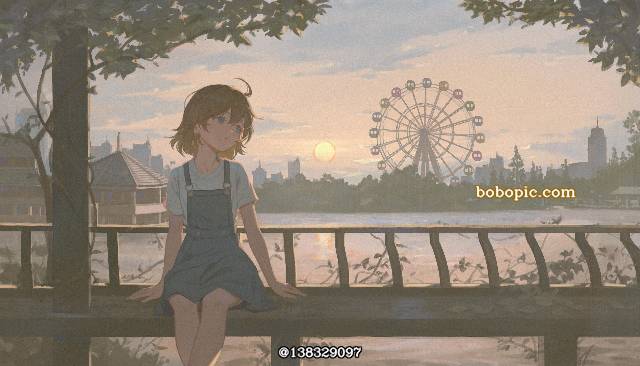 女孩子, 原创, young girl, background, ferris wheel, 风景