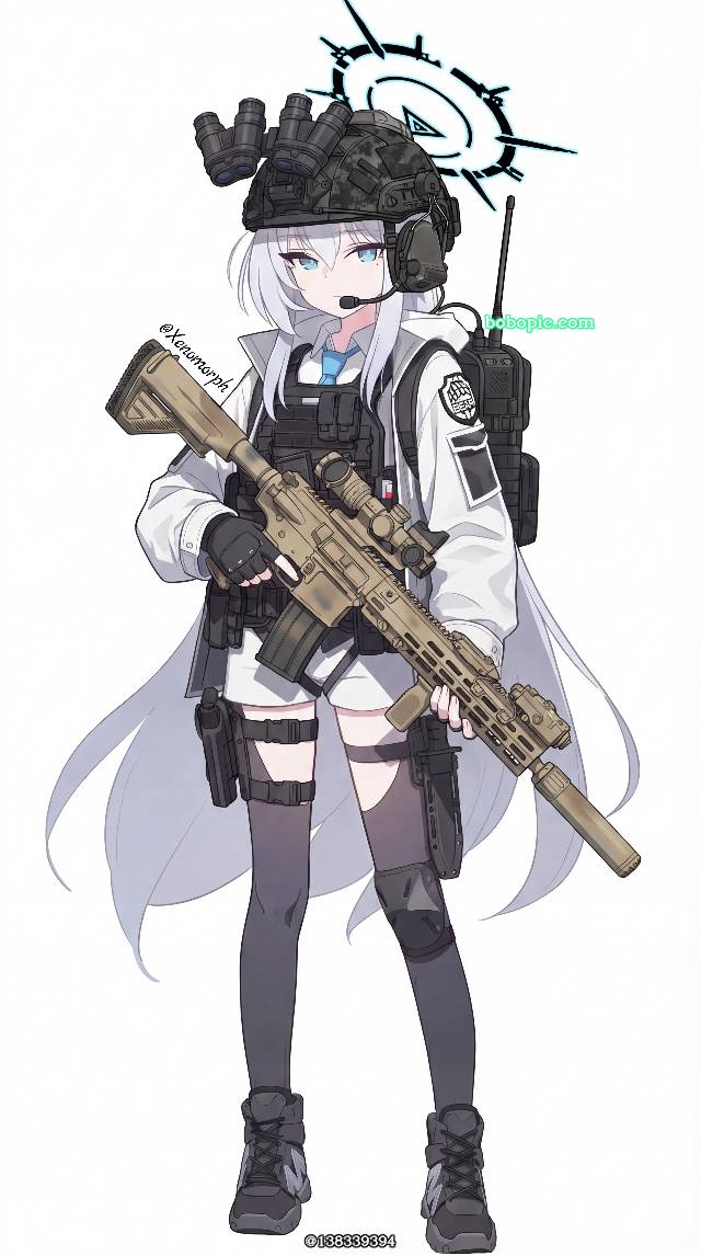 AI 画作, 女孩子, 碧蓝档案, 现代个人装备, armed girls, 枪