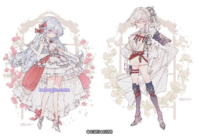 young girl, 原创, 插画, 裙子, 女孩子, Rococo