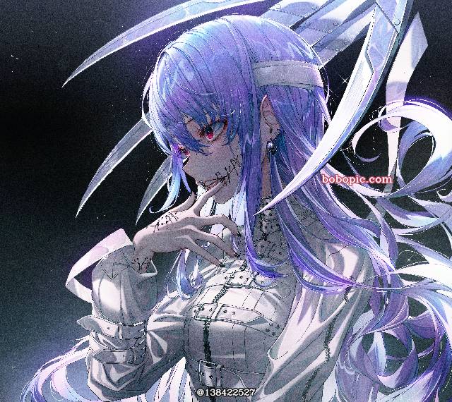 young girl, 白发, red eyes, slit-mouthed woman, 美甲