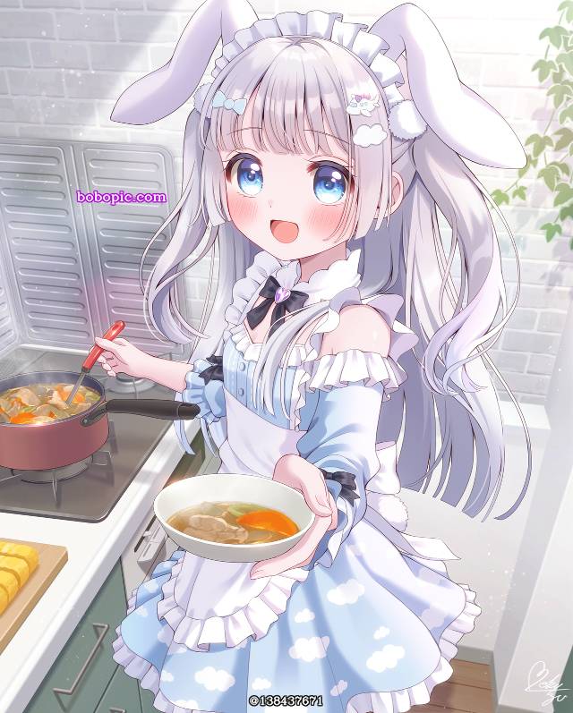 原创, 女孩子, 女仆, 女仆装, bunny ears, 飞机, 云