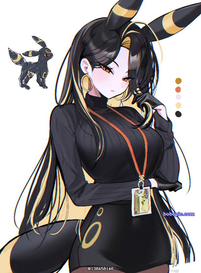 女孩子, young girl, 插画, 月亮伊布, 拟人化, 精灵宝可梦