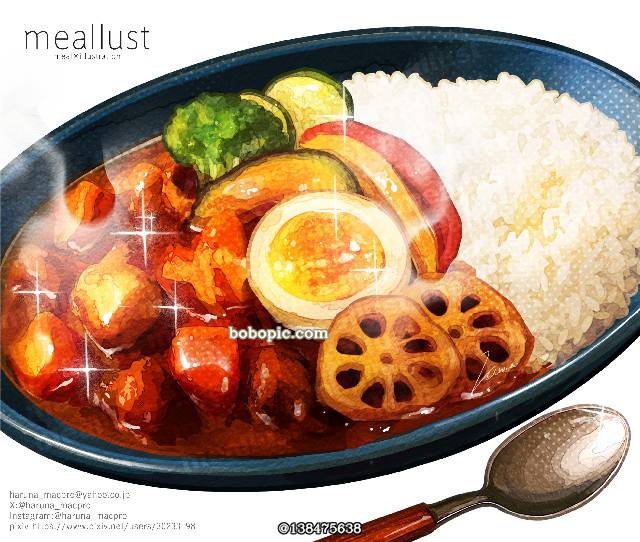 食物, food porn, 原创, 食物插画, curry, curry rice