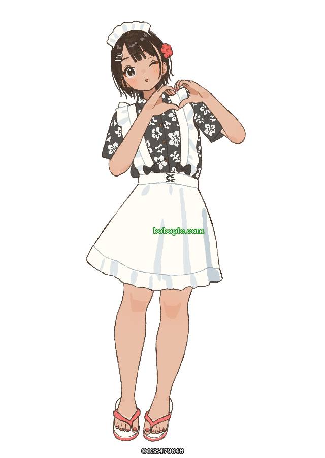 女孩子, 原创, 原创, 原创角色, 短发, beach sandals