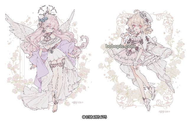 young girl, 原创, 插画, 裙子, 女孩子, Rococo