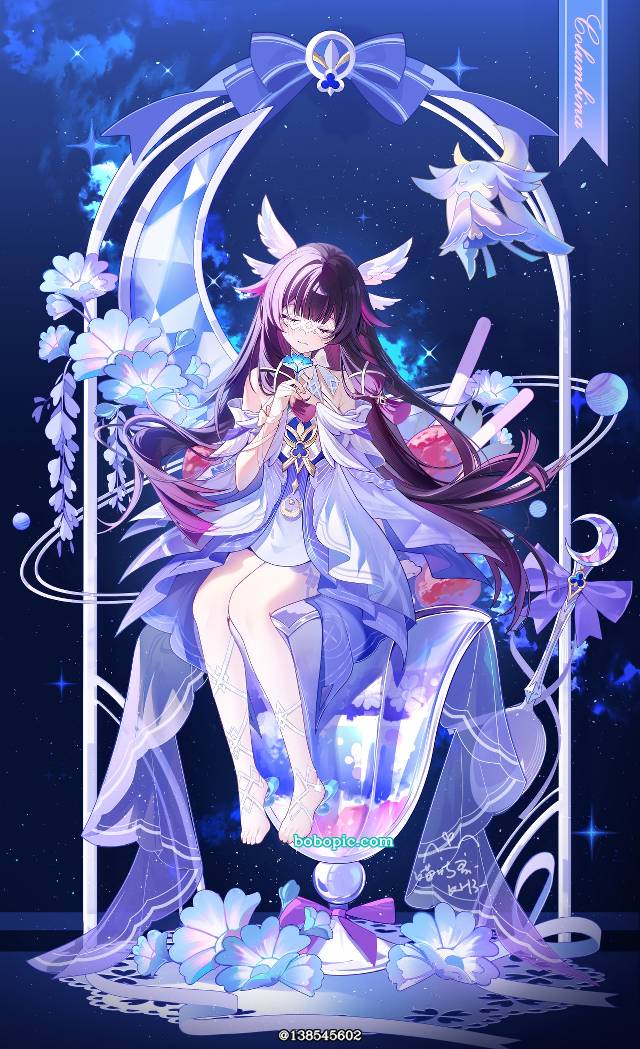 Genshin Impact, girl, 赤脚, Columbina, 哥伦比娅（原神）, closed eyes, 原神1000收藏