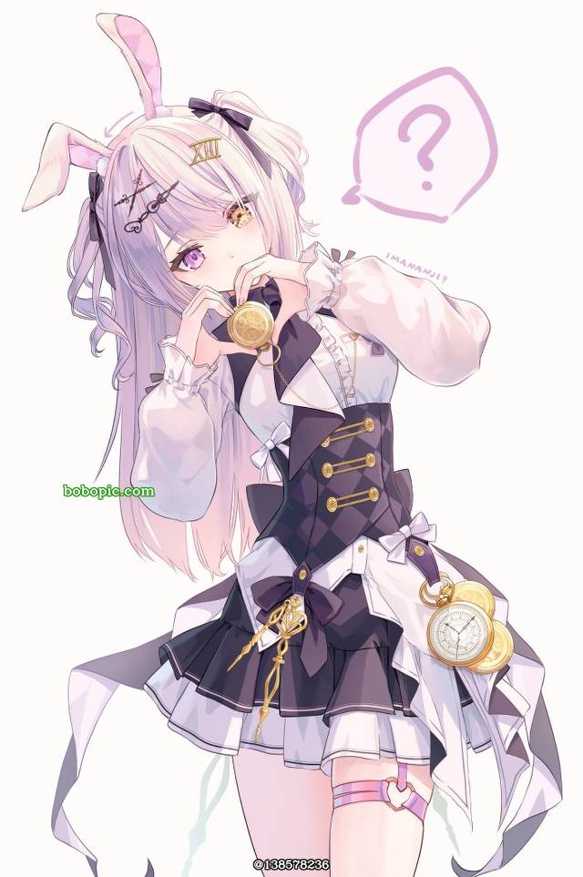 女孩子, young girl, 原创, 粉色头发, rabbit-ear headband