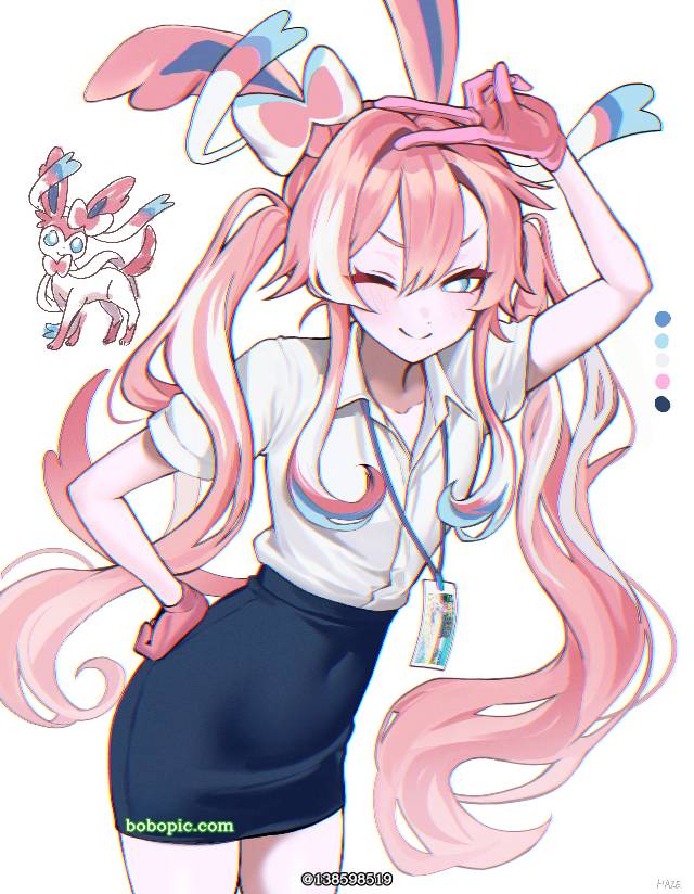 女孩子, young girl, 插画, 拟人化, 精灵宝可梦, 仙子伊布