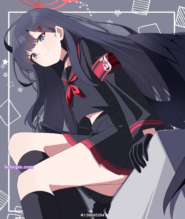 女孩子, 碧蓝档案, 仲正一花, very long black hair