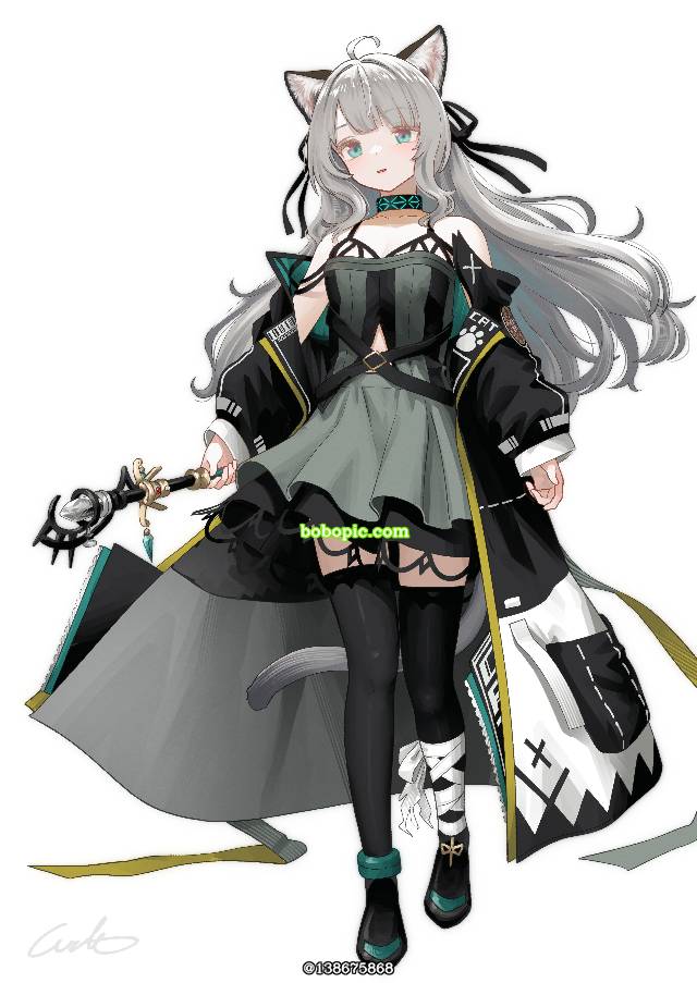 Arknights, 明日方舟, 女孩子, 薄绿（明日方舟）, Hizamaru, cat ears