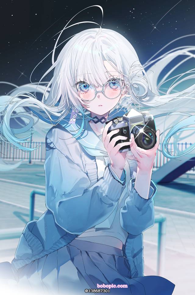 原创, 女孩子, round glasses