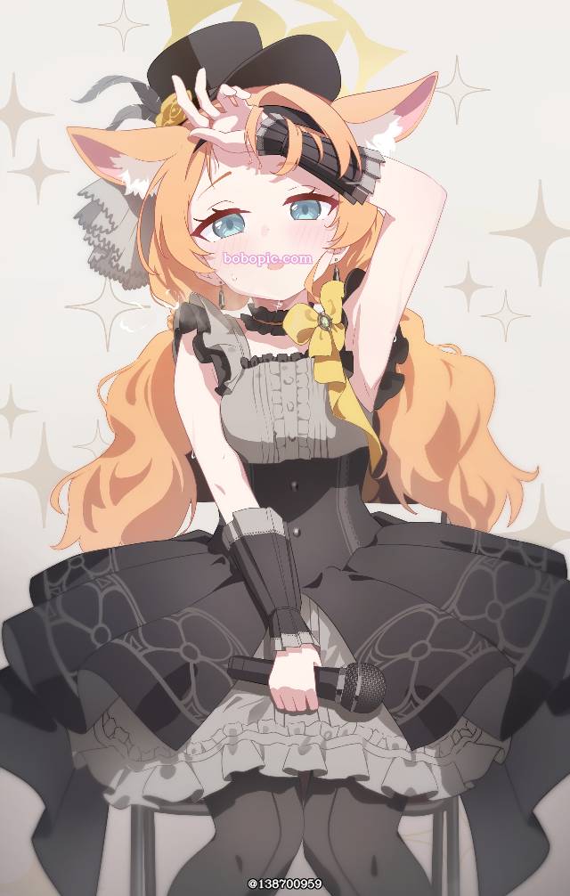 碧蓝档案, Mari Iochi, 伊落玛丽（偶像服）, sweat, cat ears