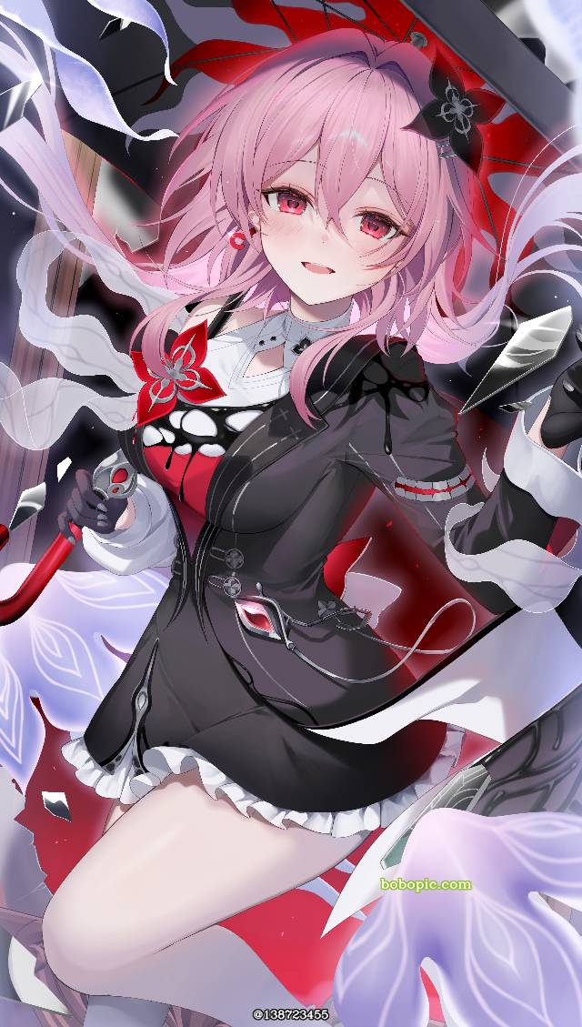 插画, 女孩子, 崩坏：星穹铁道, Evernight, 三月七, smile, 崩坏：星穹铁道500收藏, 粉色头发, 伞