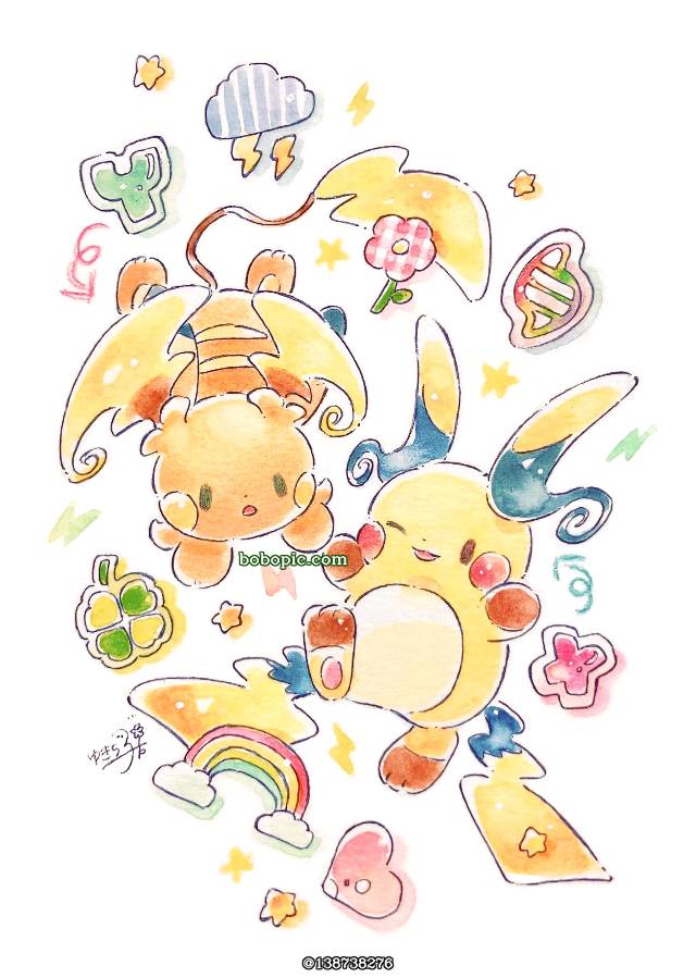 精灵宝可梦, 彩色铅笔, transparent watercolor, 圆珠笔, 手绘, Pokemon 100+ bookmarks