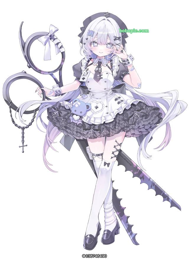 女孩子, 原创, 立绘, young girl, 白发, 护士, 原创