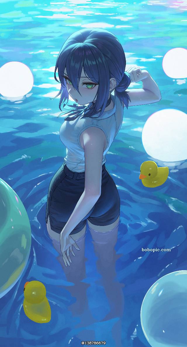 young girl, city, night view