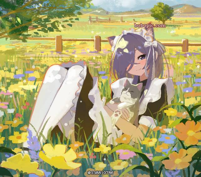 原创, 女孩子, 风景, 兽耳, 女仆装