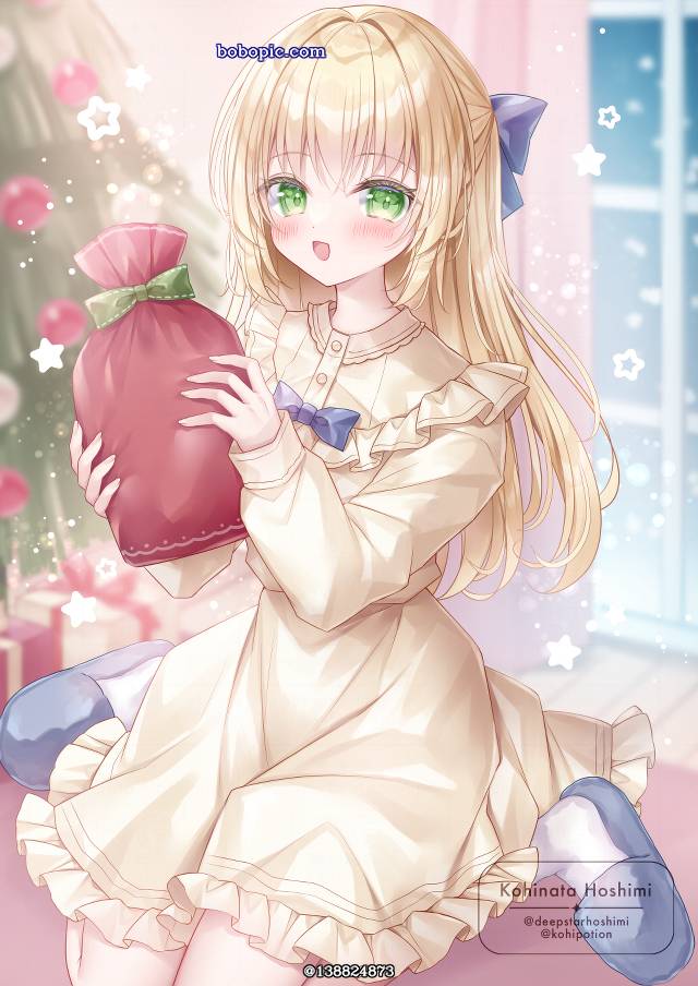 女孩子, 原创, 原创, 金发, 圣诞节, half-up hairstyle