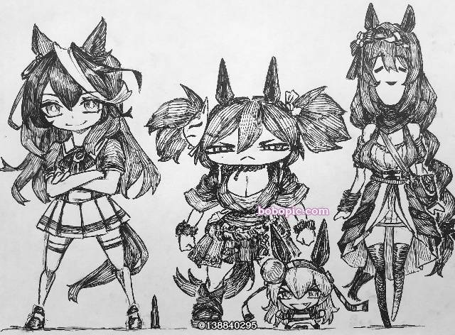 手绘, 赛马娘Pretty Derby, 超级小海湾（赛马娘）, Tamamo Cross (Uma Musume), Symboli Rudolf (Uma Musume), 欧派
