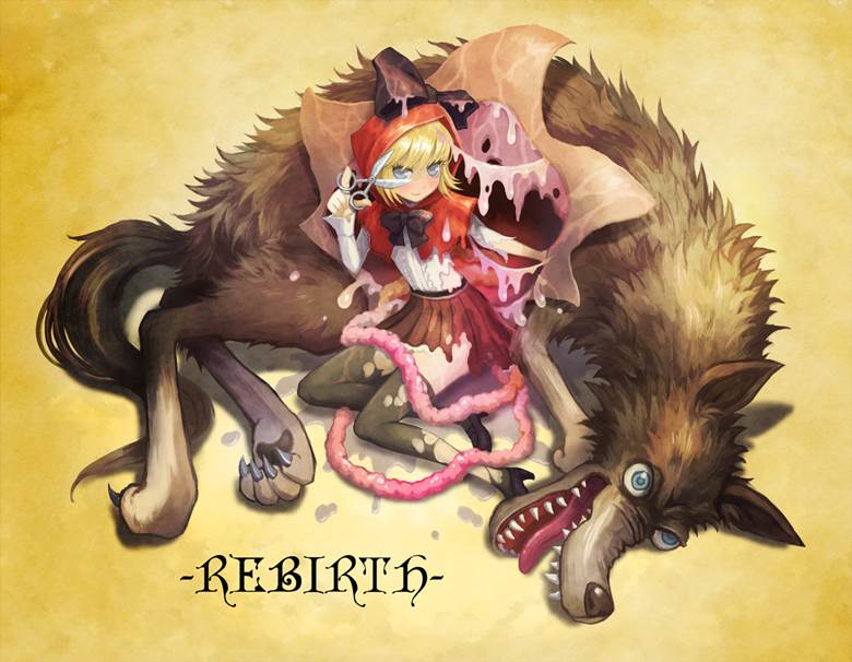 akazukin, Grimms' Fairy Tales, wolf, dark fairytale, The Wolf and Little Red Riding Hood