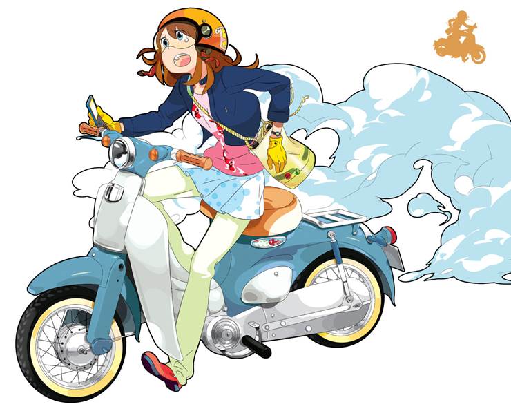 小萝卜|插画师乐乐的摩托车女孩插画图片